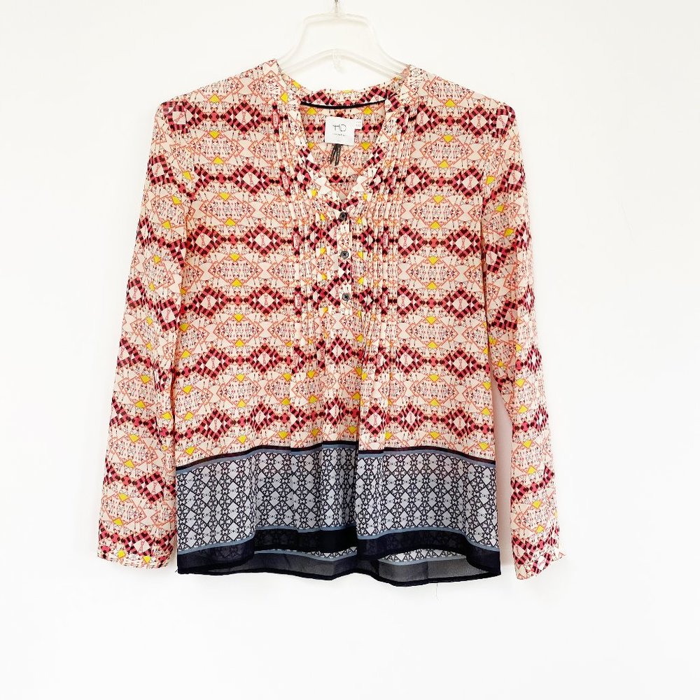 Anthro HD In Paris Popover Mosaic Blouse sz 10
